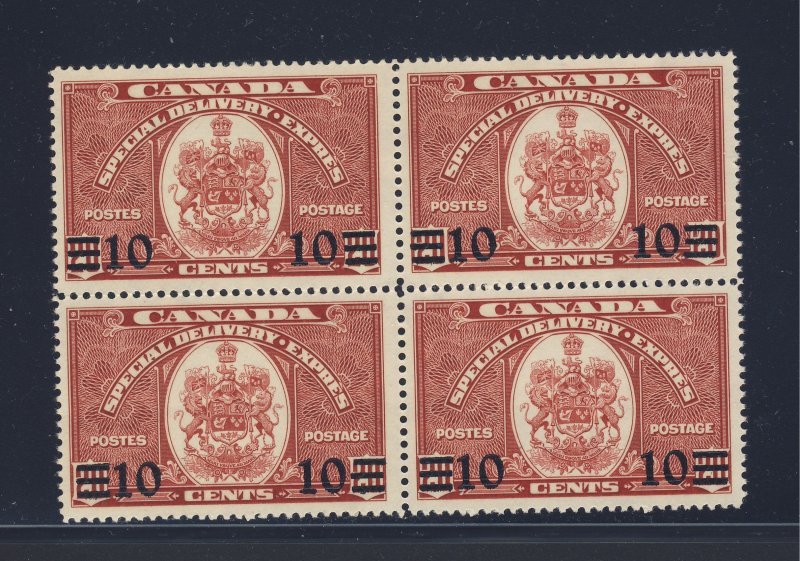 4x Canada Special Delivery Stamps Block of 4 #E9 MH VF Guide Value = $48.00