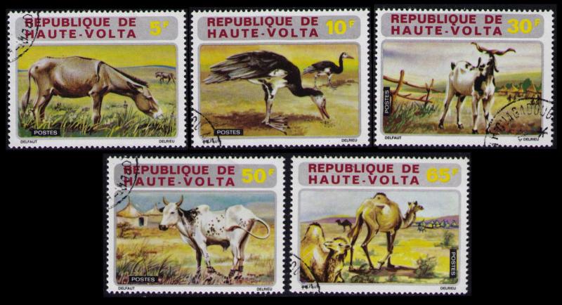 UPPER VOLTA 1972 WILDLIFE Sc #282-286 CPL SET 5 USED TOPICAL STAMPS CAT NICE LOT