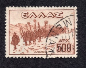 Greece 1946-47 500d Troops, Scott 493 used, value = 25c