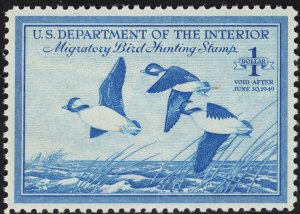 US #RW15 $1 Bright Blue Duck Stamp MINT NH SCV $60.00