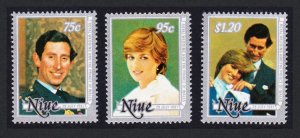 Niue Charles and Diana Wedding 3v 1981 MNH SC#340-342 SG#430-432