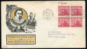 United States First Day Covers #736-15, 1934 3c Maryland, Linprint cachet in ...