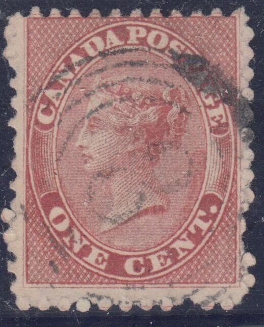 4 ring  #8 -- 1c #14ii DEEP ROSE on very thick paper RF4 CHATHAM F-VFCanada used