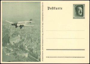 1940's GERMANY GOVERNMENT POSTAL VIEW CARD PLANE UNUSED MINT