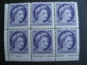 Canada blind perf error in Sc 340 MNH wilding 4c block of 6 check it out!