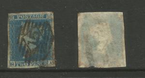 GB 1841 QV 2d Blue Ivory Head used stamp ( Q & A )WMK 2 PMK 15 ( C750 )