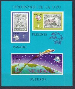 1974 Nicaragua 1796-1798/B81II 100 years of UPU,Astronautic future,Space shuttle