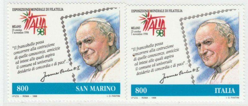 1998 Congiunta Italia San Marino 2 Valori MNH** A20P6F249