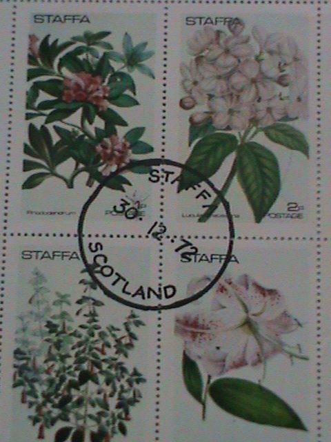 STAFFA-AIRMAIL-1972- COLORFUL LOVELY BEAUTIFUL FLOWERS CTO MINI SHEET
