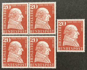 Germany 1957 #776, Wholesale Lot of 5, MNH, CV $6