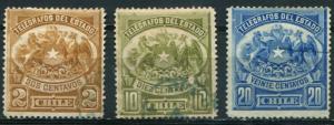 Chile SC# T1-3 Telegraph Stamps Used