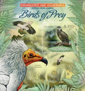 Uganda 2012 ENDANGERED SPECIES BIRDS OF PREY s/s Perforated Mint (NH)