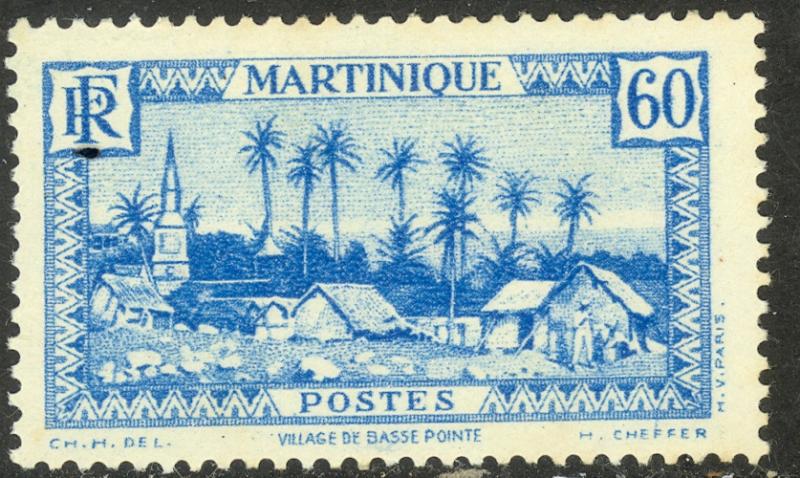 MARTINIQUE 1933-40 60c Basse-Pointe Village Pictorial Sc 150 MH