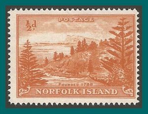 Norfolk Island 1956 Ball Bay, 0.5d white paper, MNH #1,SG1a