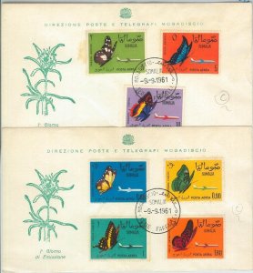 75616 -  SOMALIA - Postal History - Set of 2  FDC COVERS  1961 -  BUTTERFLIES