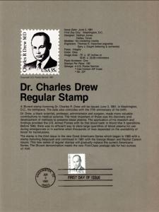 US SP524 Dr Charles Drew 1865 Souvenir Page FDC