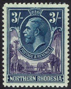 NORTHERN RHODESIA 1925 KGV GIRAFFE AND ELEPHANTS 3/-