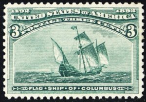 232, Mint XF LH 3¢ Columbian Stamp * Stuart Katz