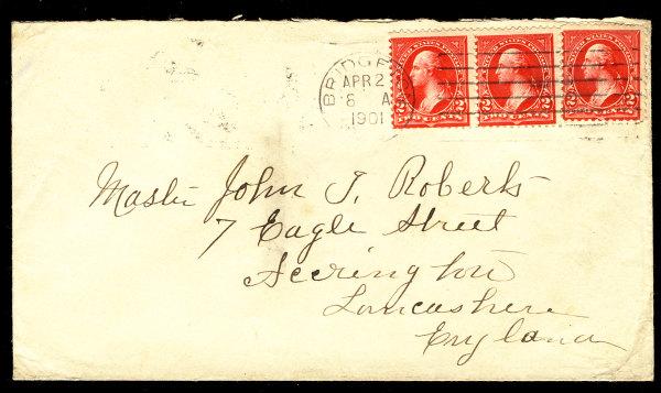 US #279B x 3 ON COVER, early classic cover, super fresh!