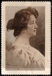 Vintage Great Britain Poster Stamp Theater Actress Miss Olive Morrell 1904