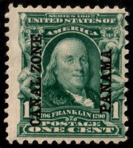 ✔️ CANAL ZONE 1904 - FRANKLIN OVERPRINTED - SC. 4 MH [101]