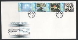 Solomon Is., Scott cat. 897-900. Orchid & Birds. Heritage. First Day Cover. ^