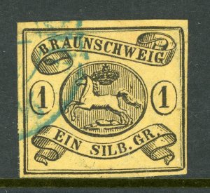 Germany States 1853 Brunswick 1sgr Black/Orange Buff Scott #7a VFU G497