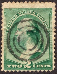 1887, US 2c, Washington, Used, faulty, Sc 213