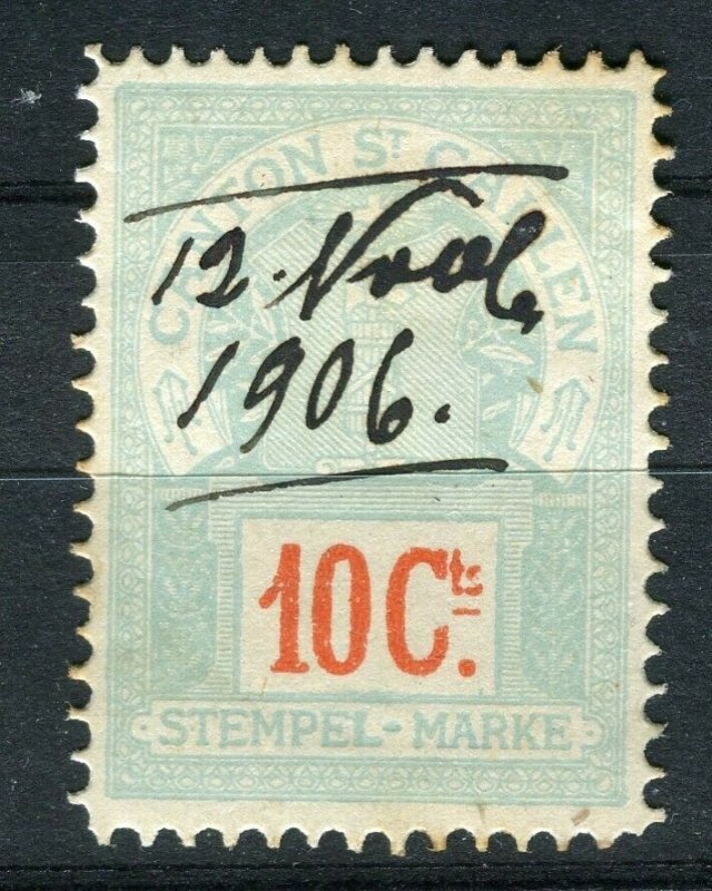 SWITZERLAND; Early classic Cantonal local Post issue, 1900s Gallen 