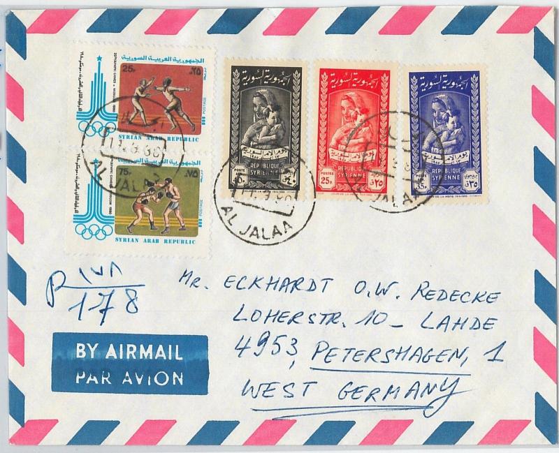 59012 - SYRIA  - POSTAL HISTORY:  AIRMAIL COVER to GERMANY 1980 - OLYMPIC GAMES