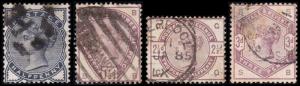 Great Britain Scott 98-99, 101-102 (1884) Used Fine, CV $159.50 B