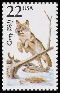 US 2322 North American Wildlife Gray Wolf 22c single MNH 1987