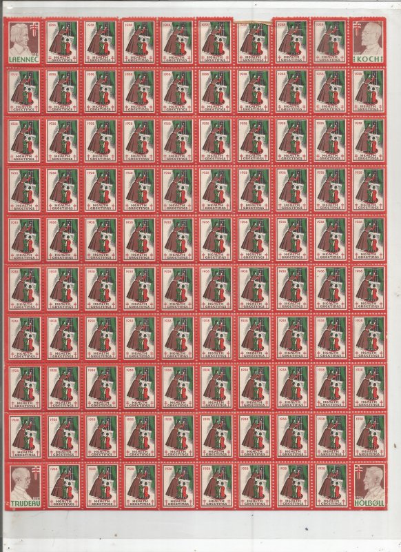 1938 CHRISTMAS SEAL, FULL SHEET