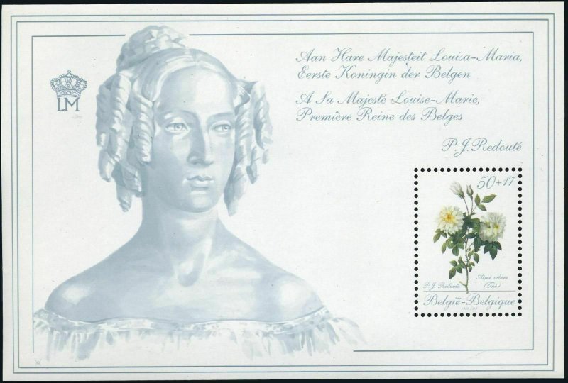 Belgium B1083,MNH.Michel 2372 Bl.59. Flowers-Sixty Roses for Queen.1989.