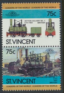 St. Vincent  SC# 751a-b  MNH Trains Locomotives se-tenant pair 1984 see detai...