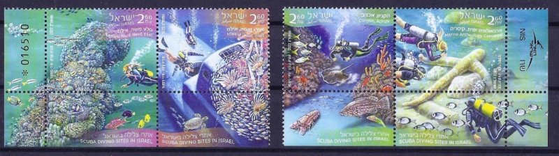 ISRAEL 2022 SCUBA DIVING SITES IN ISRAEL SEA FISH 4 STAMPS MNH