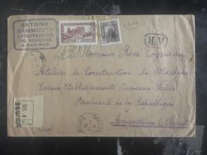 1938 Sousse Tunisia Commercial Cover To Angouleme France Construction Company