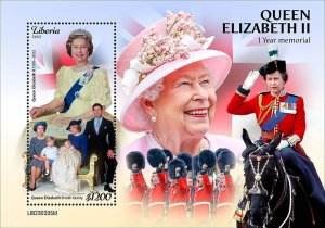 LIBERIA- 2023 - QEII, 1st Death Anniv - Perf Souv Sheet - Mint Never Hinged