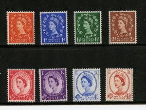 Great Britain #353c-360a (G139) Comp 1958-9 Black Graphite lines, MNH,VF,CV$123.