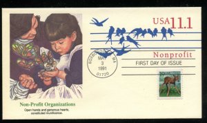 US U620 11.1 cent Envelope Birds Non-Profit UA Fleetwood cachet FDC