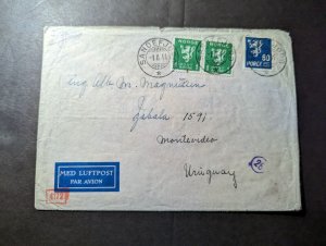 1941 Norway Airmail Cover Sandefjord to Montevideo Uruguay