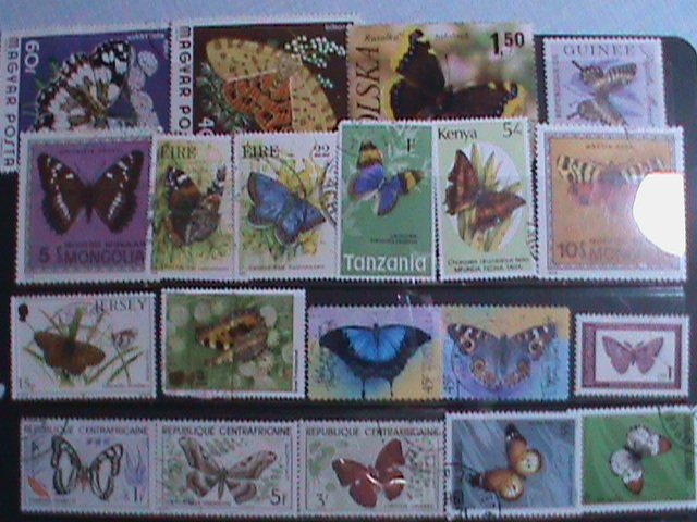 ​WORLDWIDE COLORFUL BEAUTIFUL LOVELY BUTTERFLIES 80 DIFFERENT  USED VF EST. $62