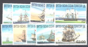 BRITISH INDIAN OCEAN TERRITORY SHIP  #207 to 216  Mint VF NH