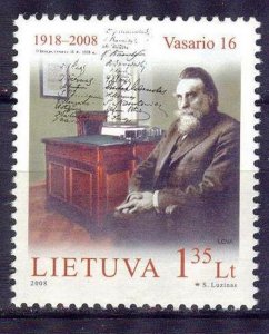 Lithuania 2008 Jonas Basanavicius Politician Mi. 963 MNH