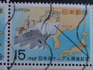 ​JAPAN-1969 SC#993 COMPLETION -JAPAN SEA CABLE JAPAN & RUSSIA-USED BLOCK OF 6