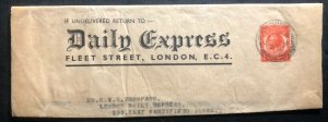 1920s London England Daily Empress Wrapper Stationery Cover To New York USA