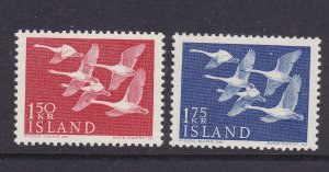 Iceland Scott 298-99 1956 Northern Countries Swans, VF MNH.  Scott $11