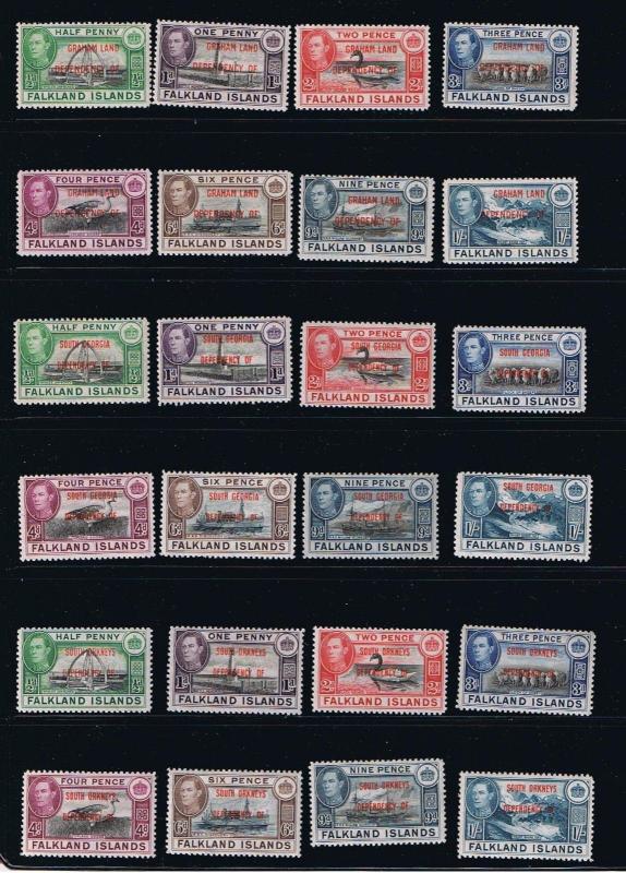 Falkland Islands #2L1-5L8  MVFLH OG  Issues for Separate Islands complete 