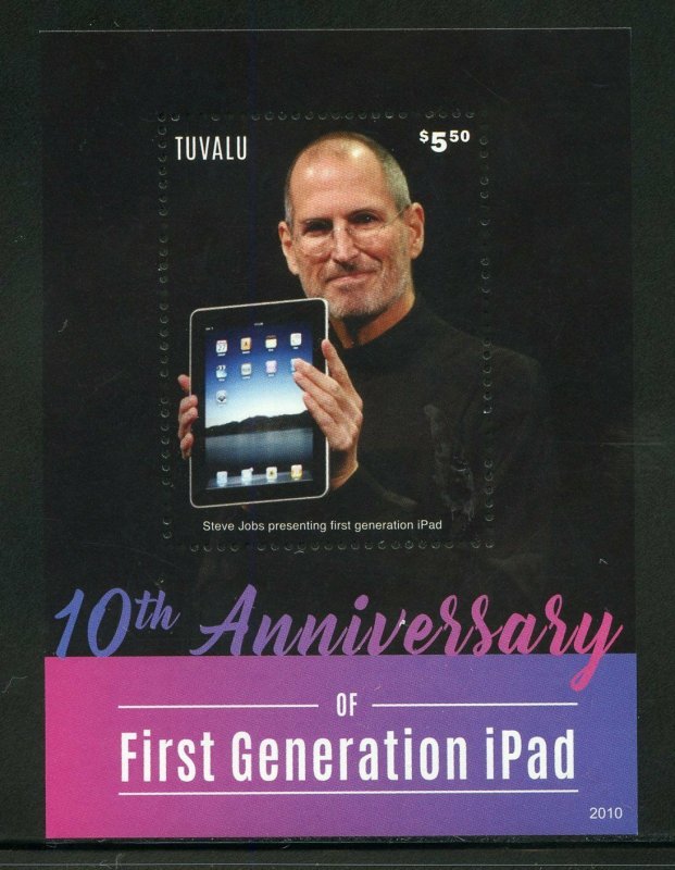 TUVALU 2020 10th ANNIVERSARY OF THE FIRST iPAD STEVE JOBS SOUVENIR SHEET MINT NH