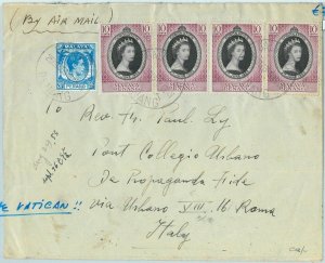 BK0323 - MALAYA  Penang -  POSTAL HISTORY - Airmail  Cover to the VATICAN  1953